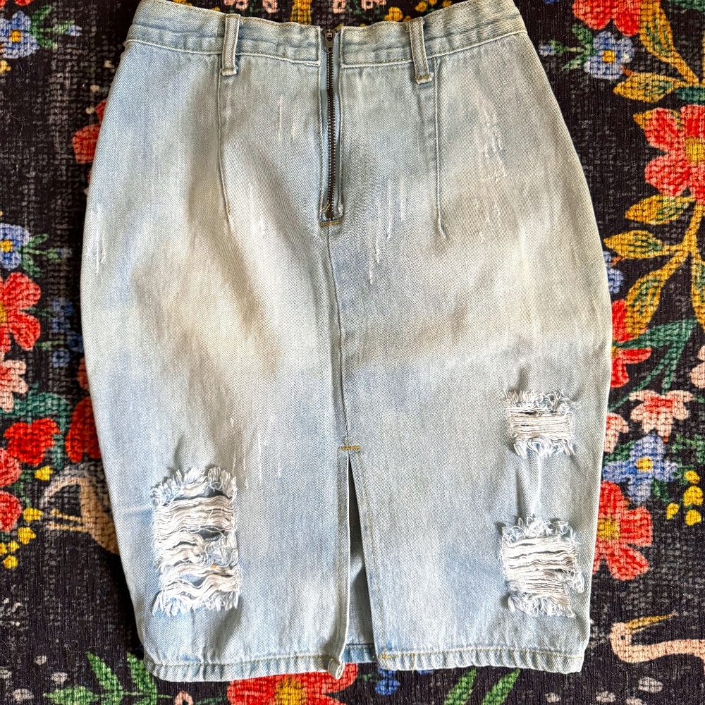 Cotton On Distressed Denim Skirt